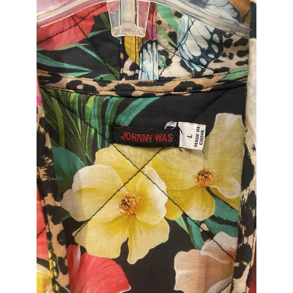 Johnny Was Sandra Jacket Womens Large Multicolor Quilted Floral Butterfly Boho - Picture 3 of 5